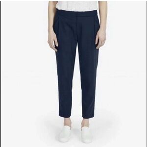 Everlane Pleat Front 100% Wool Tapered Trousers Relaxed fit Black Pant